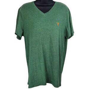 American Eagle Mens Heritage T Shirt Classic Fit Green V-Neck L